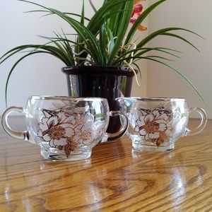 Rockwell Silver Overlay Glass Sugar & Creamer Set